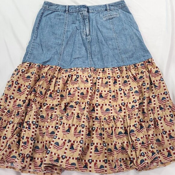 L.L. Bean Prairie Skirt with American Chickens - Picture 3 of 5